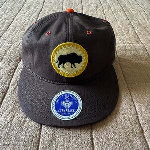 Brown Strapback Hat with Buffalo Patch - Ebbets Field Flannels
